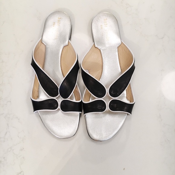 black and silver sandals flat